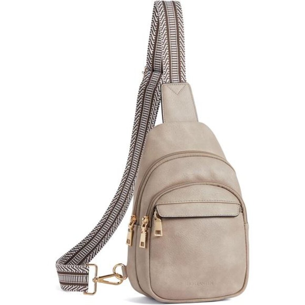 Sling Bag for Women Leather Crossbody Bags Fanny Pack Chest Bag Cloud Grey